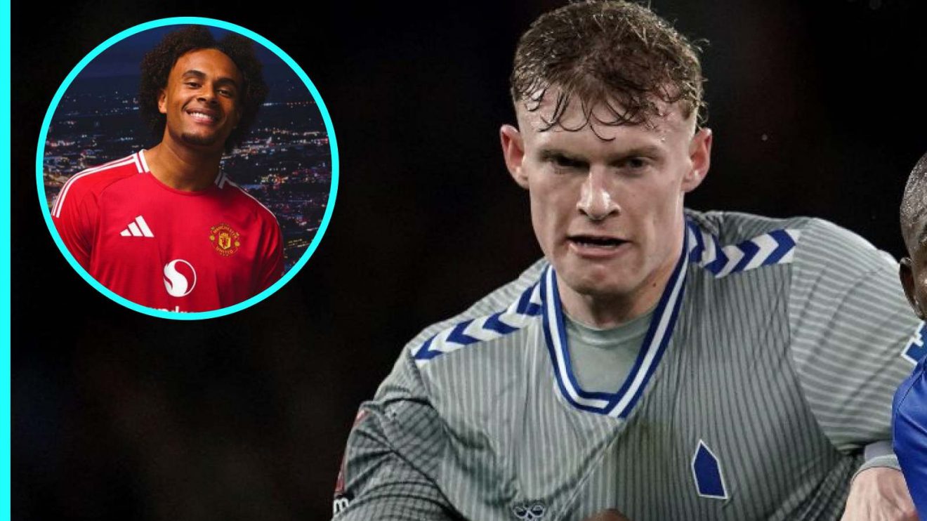 New Man Utd signing Joshua Zirkzee (in the circle) with Jarrad Branthwaite