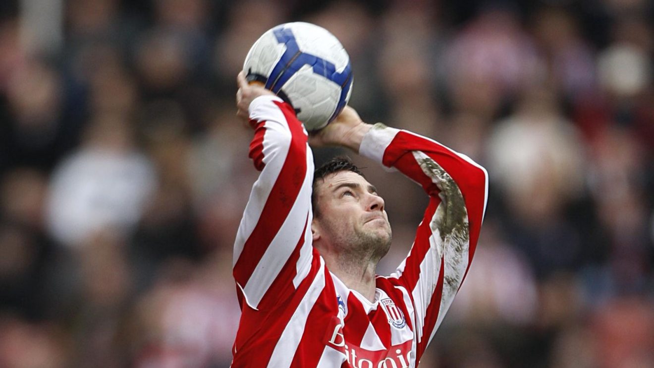 Stoke player Rory Delap takes a throw-in