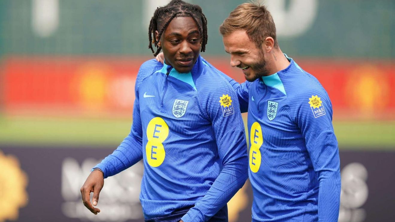 Man City, Arsenal and Tottenham target Eberechi Eze and James Maddison in England training