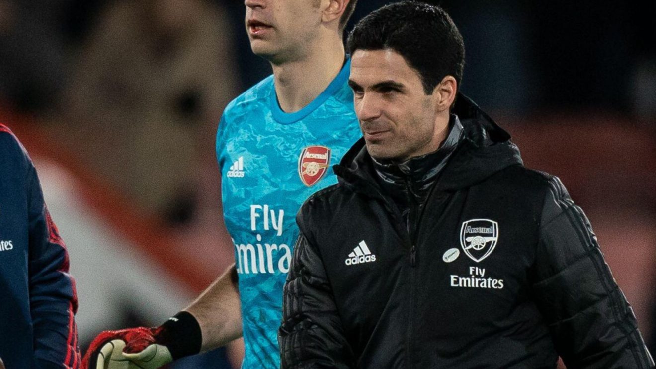 Mikel Arteta in charge of Arsenal at Bournemouth in 2019-20.