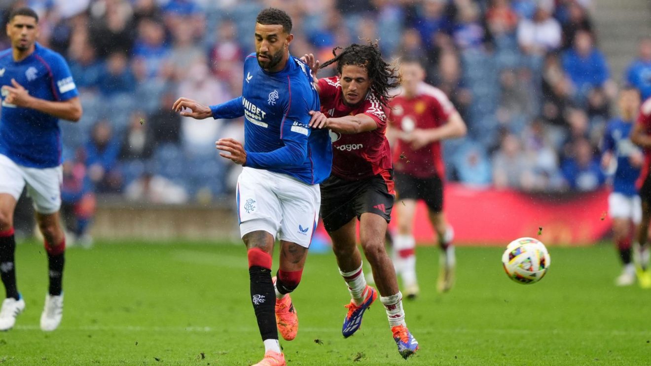 Man Utd youngster Hannibal Mejbri during a pre-season friendly against Rangers