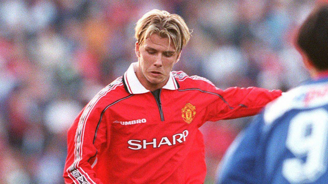 David Beckham in action against Valerenga in 1998