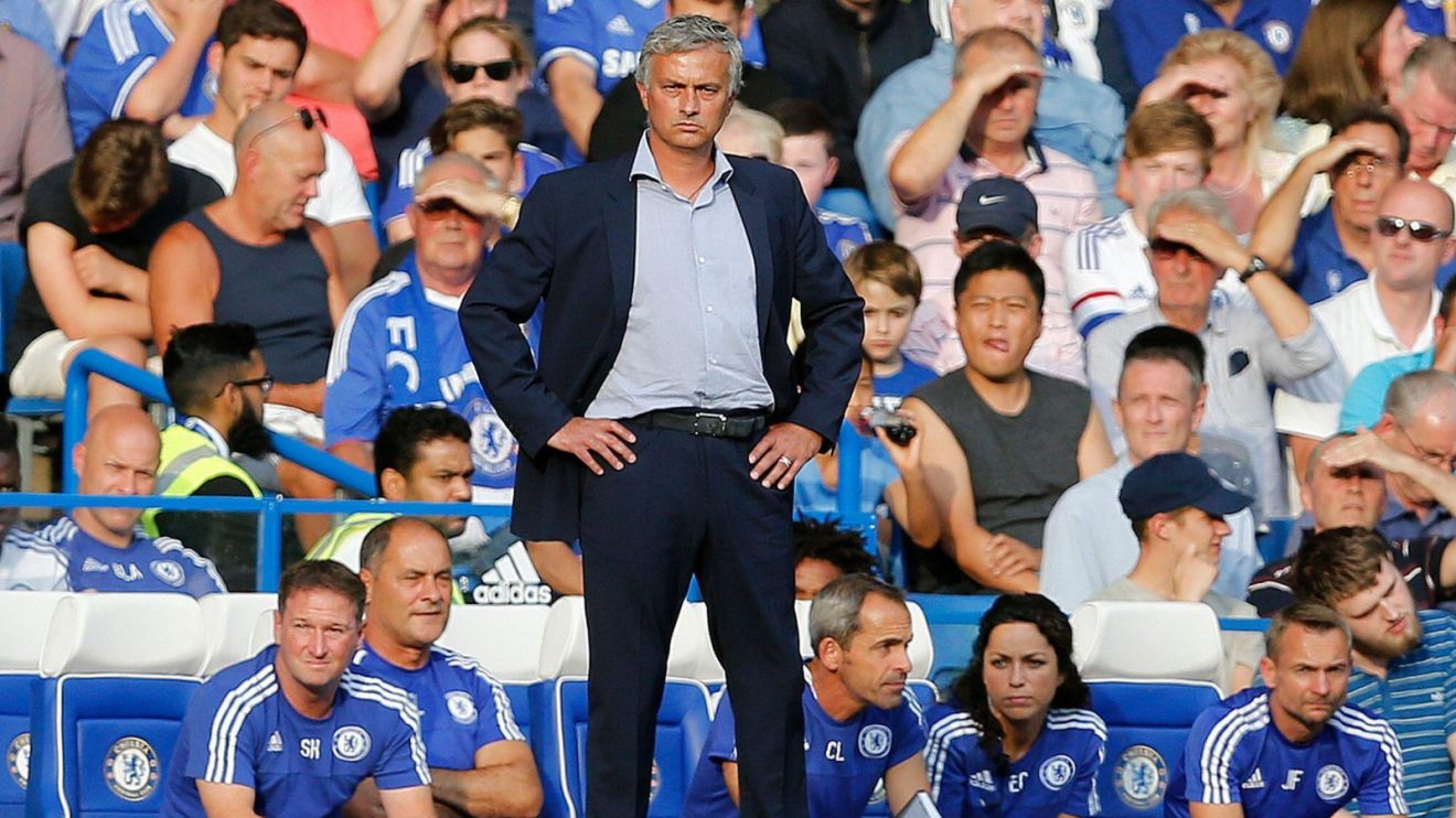 Chelsea manager Jose Mourinho with physio Eva Carneiro in the background