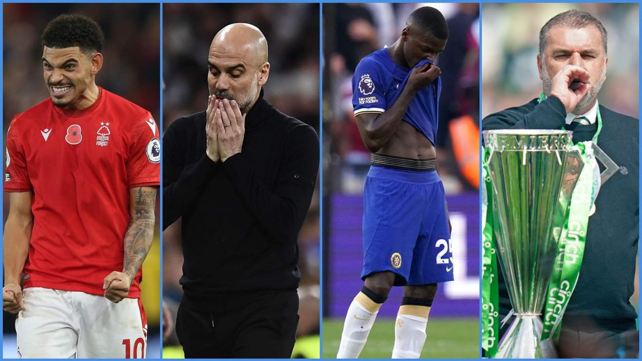 Morgan Gibbs-White, Pep Guardiola, Moises Caicedo andAnge Postecoglou