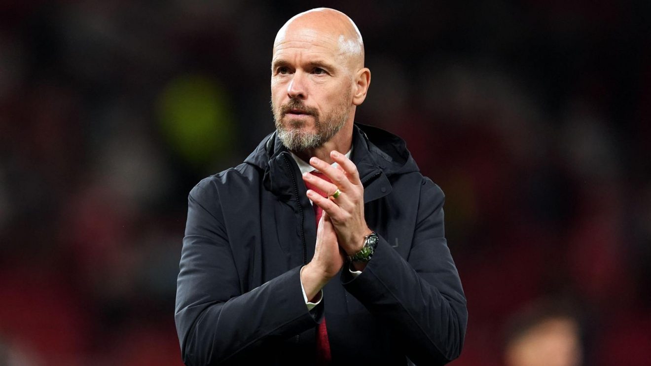 Erik ten Hag applauds the fans after a game