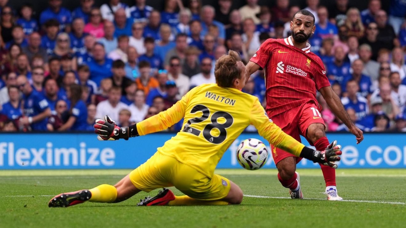 Mo Salah scores the second goal in Liverpool's 2-0 win at Ipswich