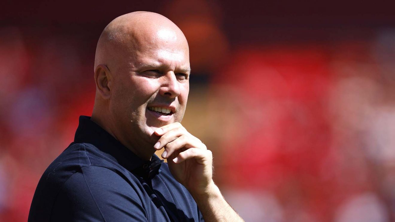 New Liverpool head coach Arne Slot looks on