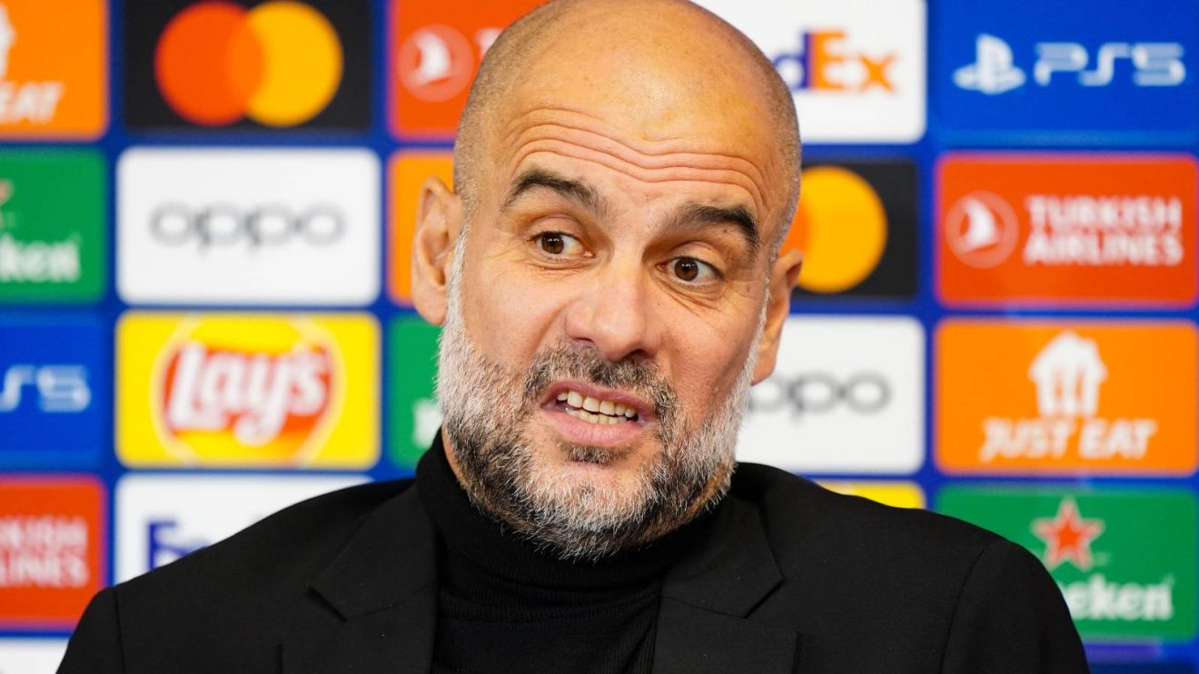 Man City manager Pep Guardiola at a press conference