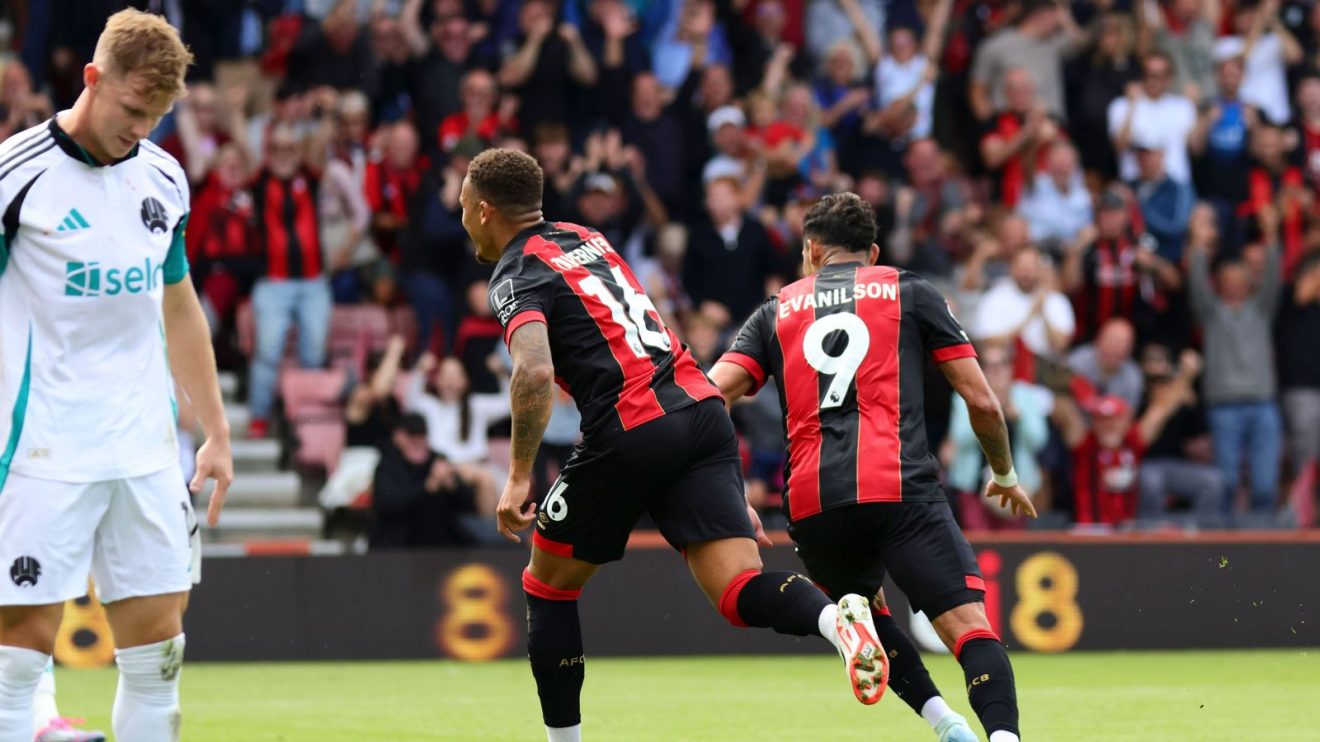 Marcus Tavernier celebrates after scoring for Bournemouth against Newcastle