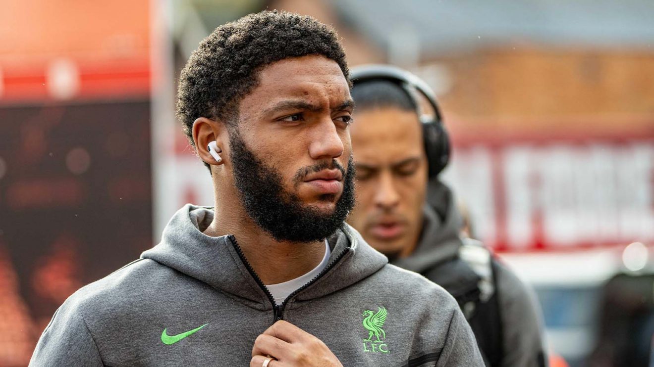 Joe Gomez of Liverpool arrives at The City Ground