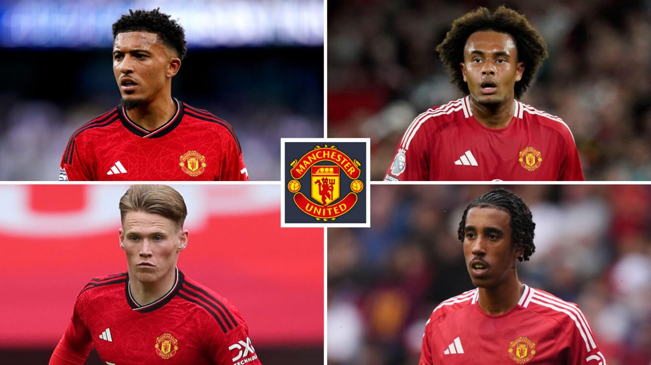 Man Utd players Scott McTominay, Jadon Sancho, Leny Yoro and Joshua Zirkzee