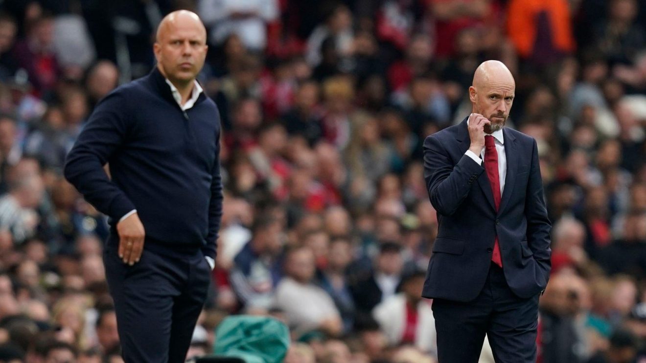 Liverpool head coach Arne Slot and Manchester United manager Erik ten Hag