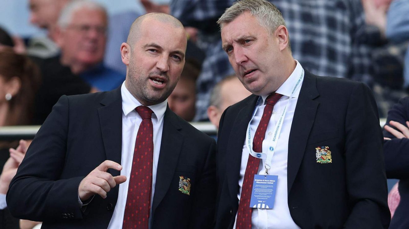Man Utd board members Andy O'Boyle and Jason Wilcox at a match