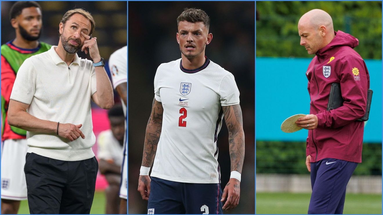 England manager Gareth Southgate, defender Benjamin White and coach Lee Carsley