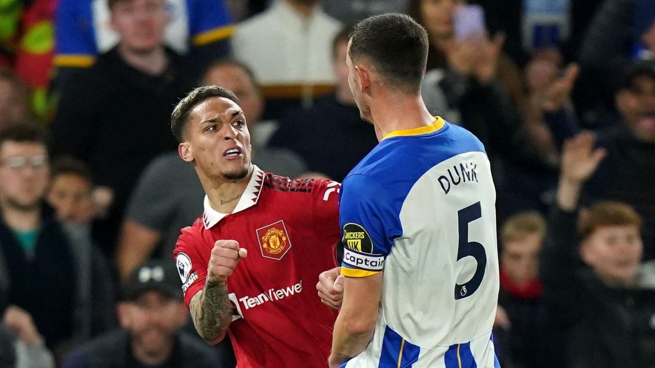 Manchester United forward Antony and Brighton defender Lewis Dunk
