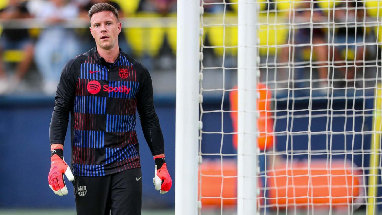 Barcelona goalkeeper Marc-Andre ter Stegen during a pre-match warm-up