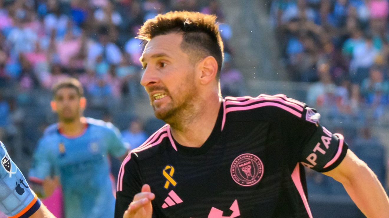 Inter Miami forward Lionel Messi competes for the ball
