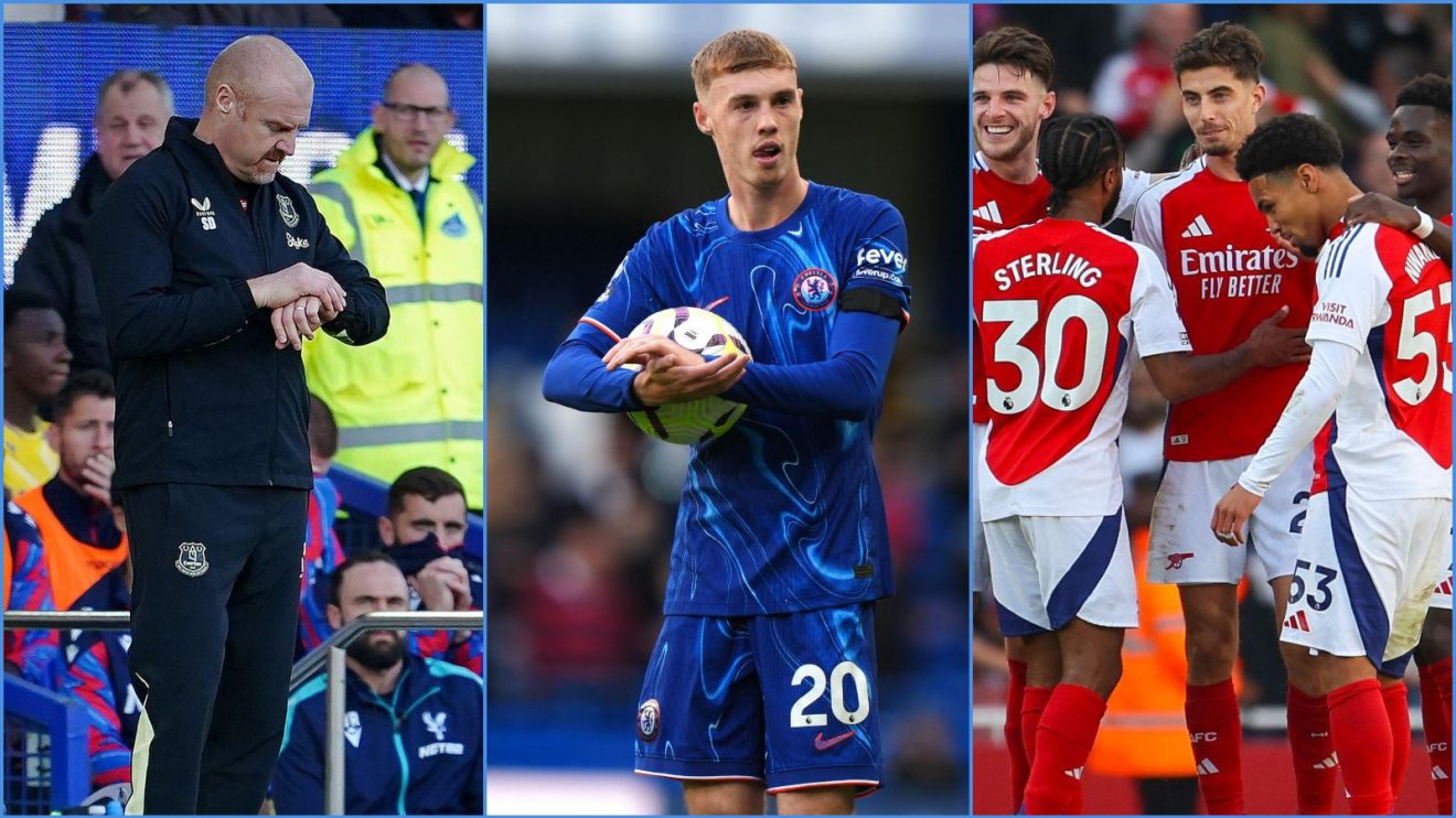 Everton manager Sean Dyche, Chelsea forward Cole Palmer and Arsenal players