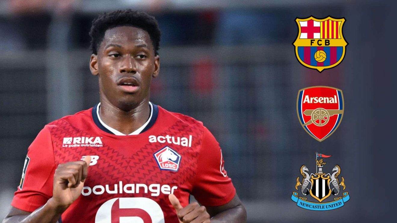 Jonathan David, Barcelona, Arsenal, Newcastle badges