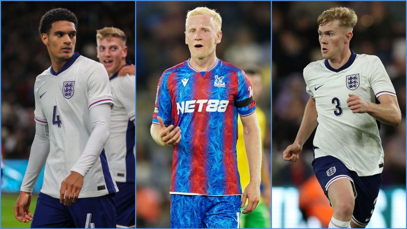 England U21s defender Jarell Quansah, Crystal Palace's Will Hughes and Newcastle player Lewis Hall