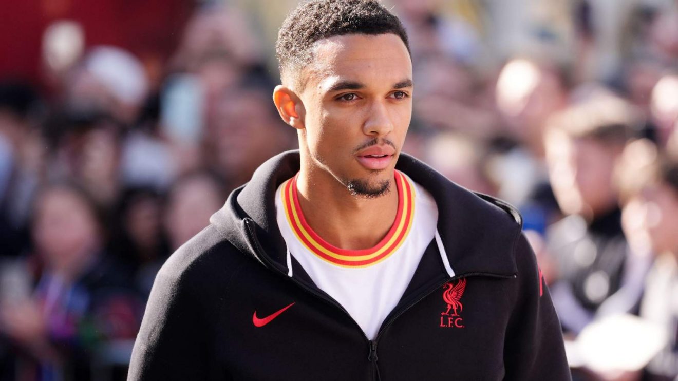 Liverpool right-back Trent Alexander-Arnold arrives for a match