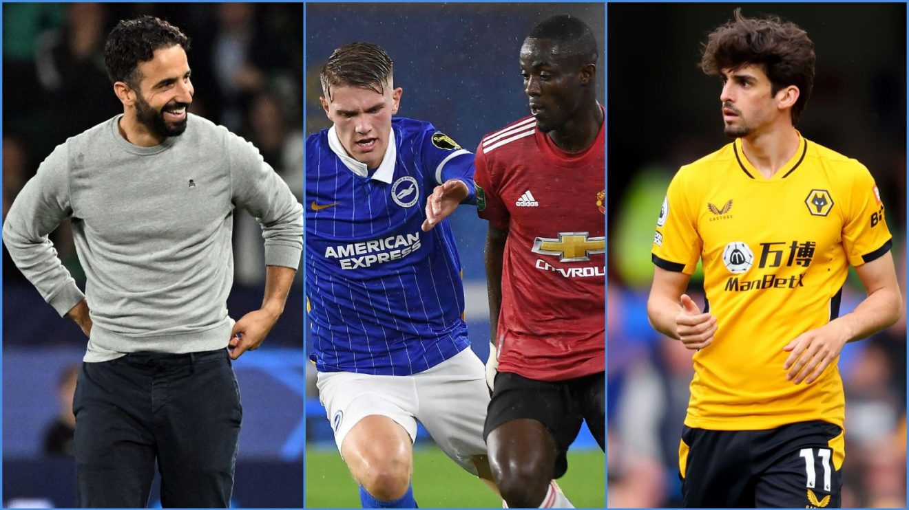 Sporting manager Ruben Amorim, Viktor Gyokeres, Eric Bailly and Trincao of Wolves