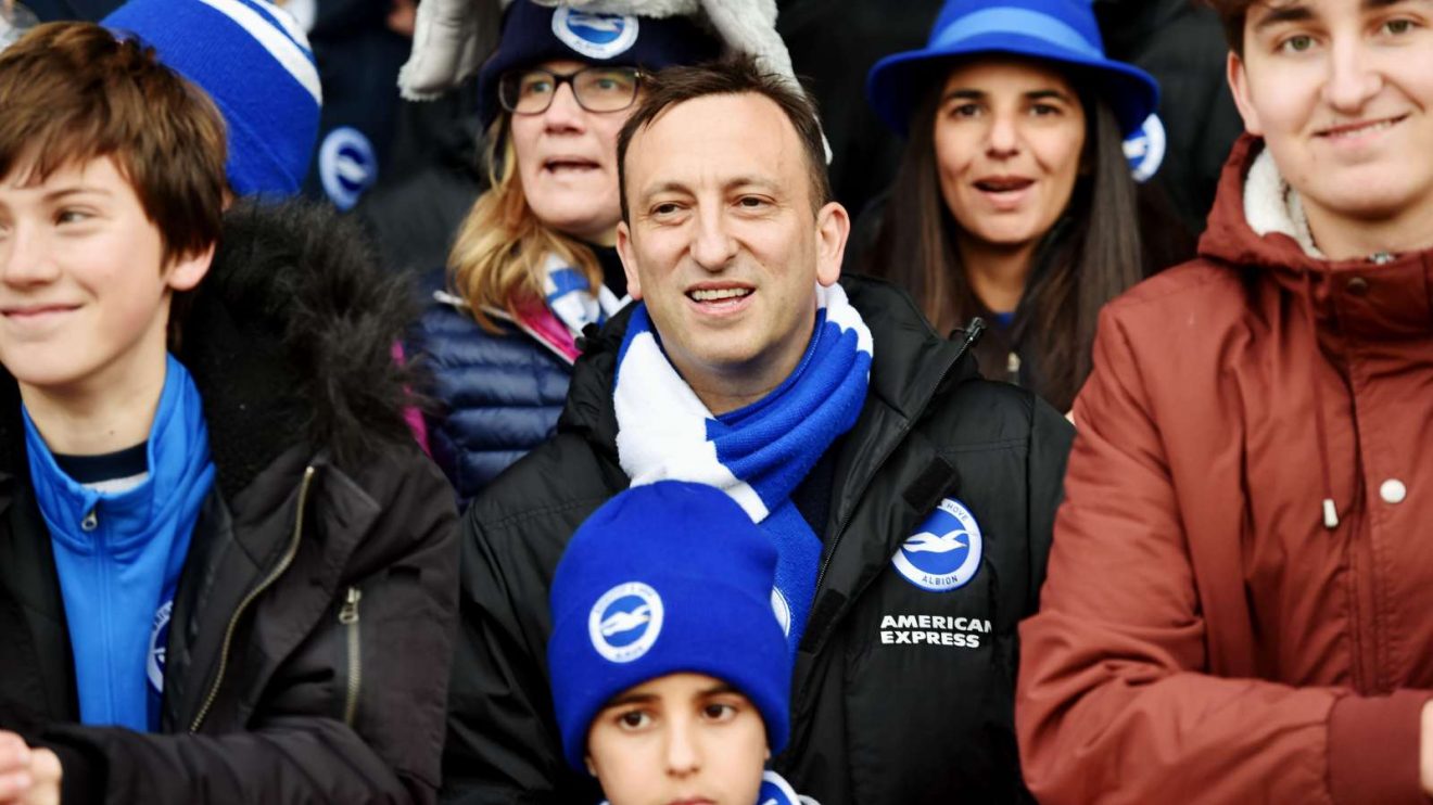 Brighton chairman Tony Bloom amongst the fans during a match