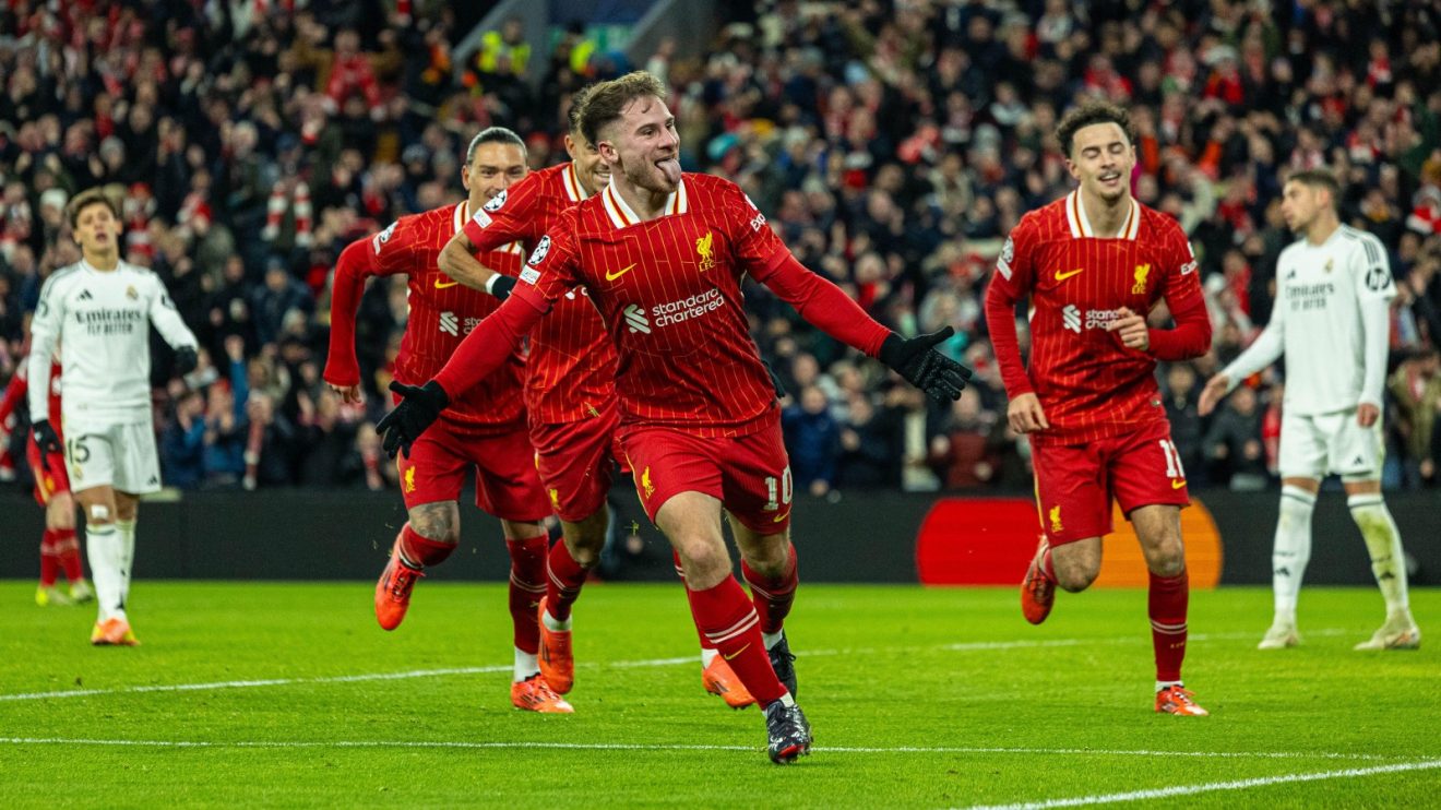 Alexis Mac Allister scores Liverpool goal v Madrid