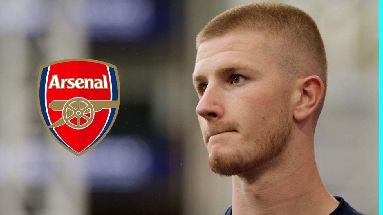 Adam Wharton with the Arsenal badge