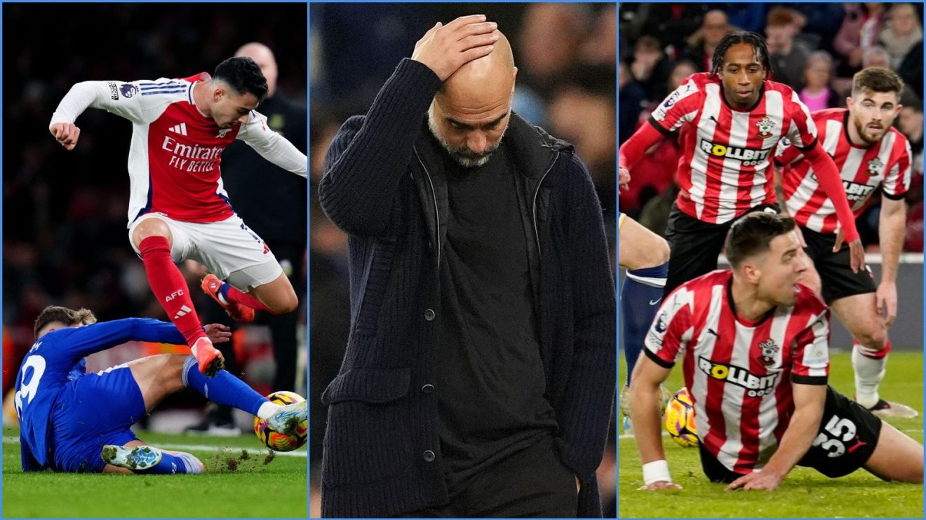 Arsenal's Gabriel Martinelli v Everton, Manchester City coach Pep Guardiola and Southampton players