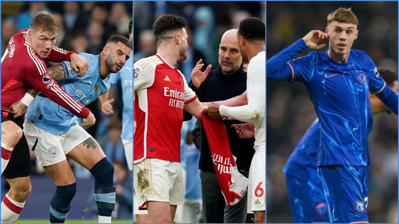 Rasmus Hojlund and Kyle Walker, Declan Rice and Pep Guardiola, and Chelsea forward Cole Palmer