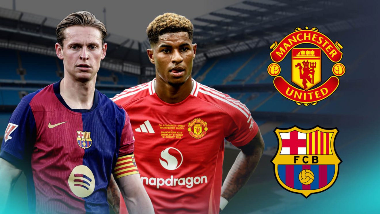 Man Utd forward Marcus Rashford and Frenkie de Jong