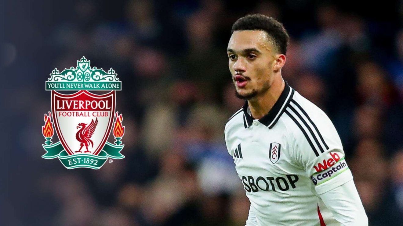 Fulham defender Antonee Robinson with the Liverpool badge