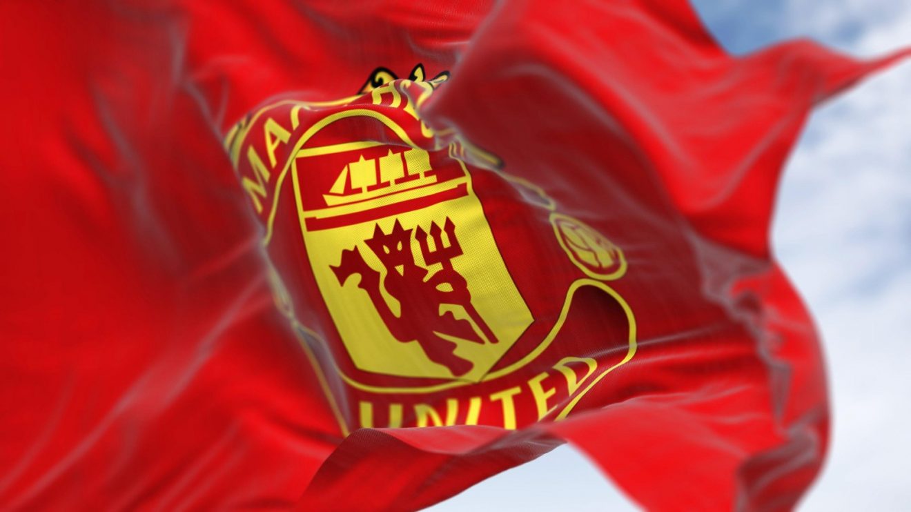 Man Utd badge on a flag