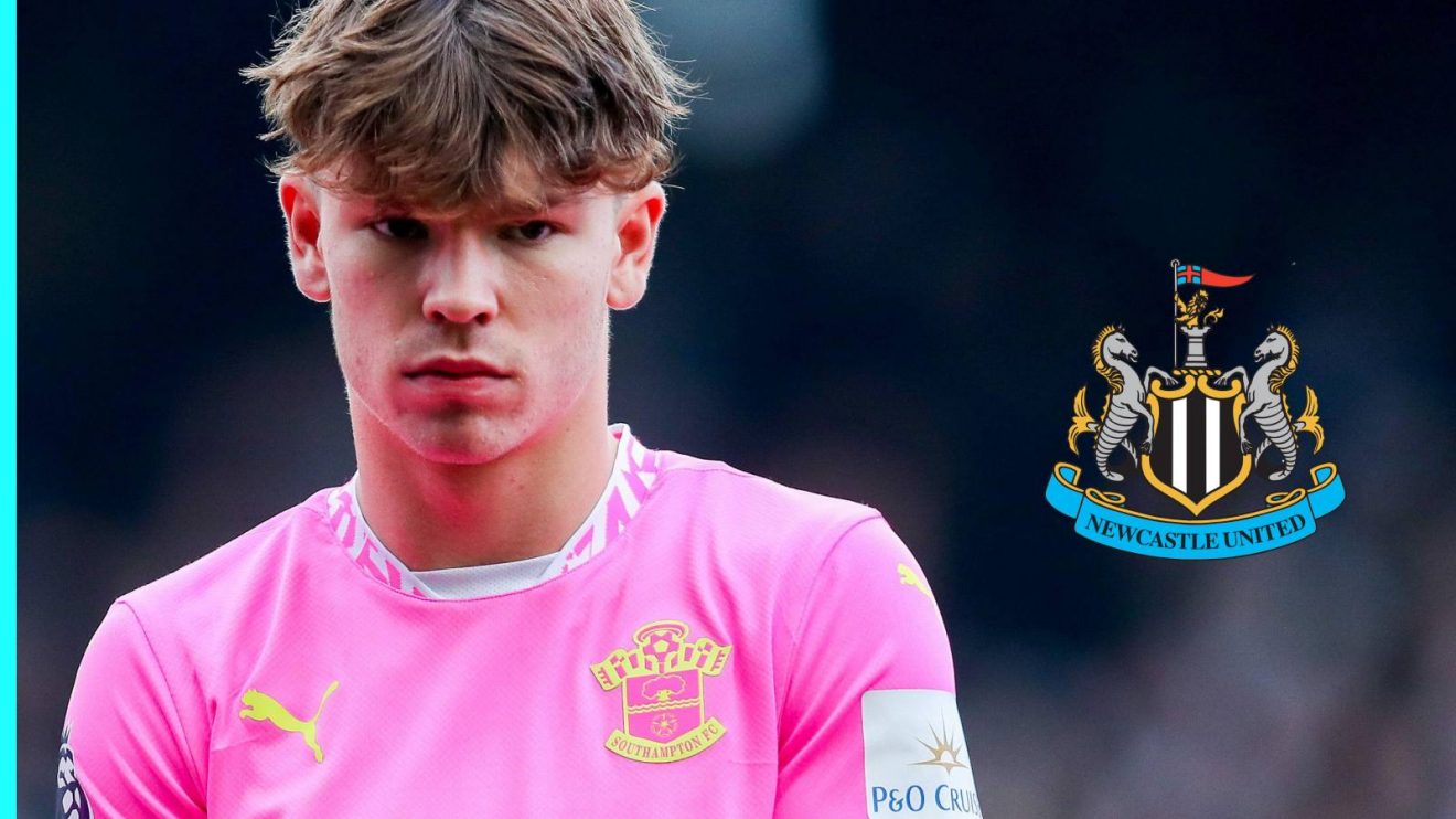 Tyler Dibling with the Newcastle badge