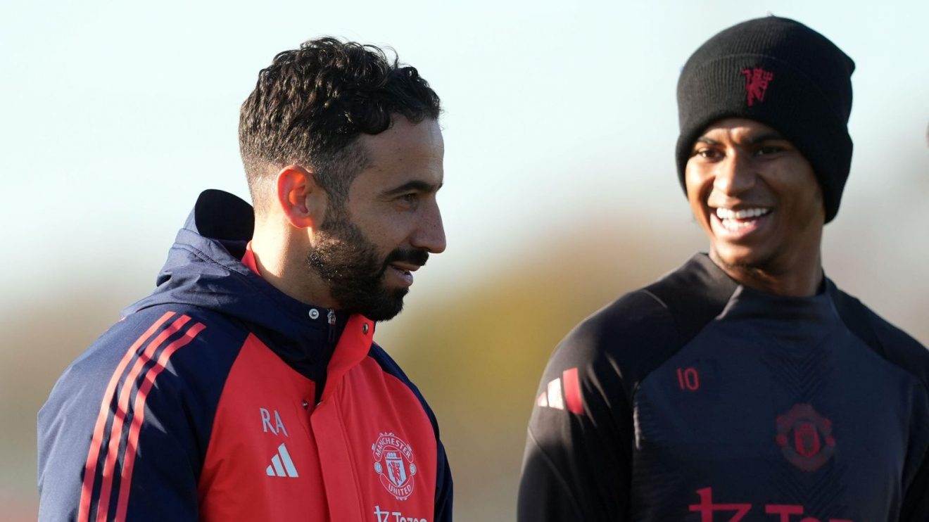Man Utd head coach Ruben Amorim and Marcus Rashford