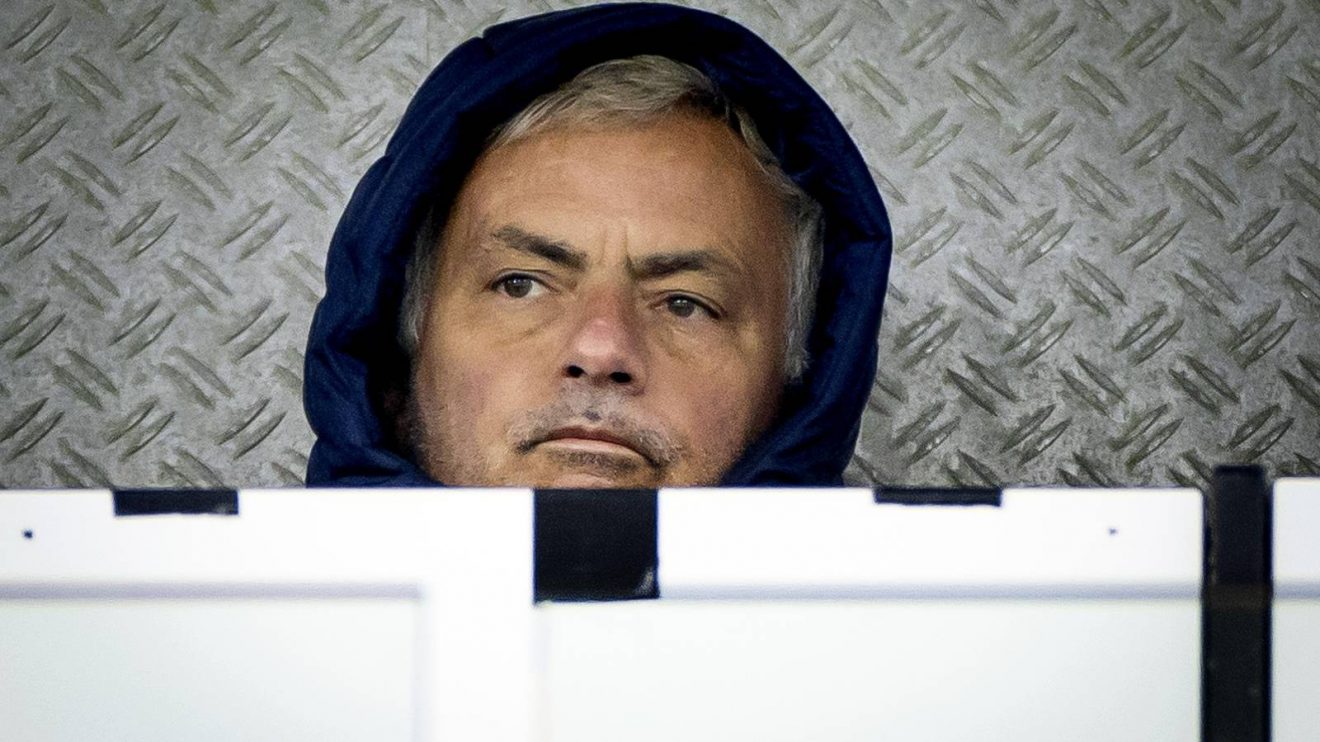 Everton-linked manager Jose Mourinho watches on during a match