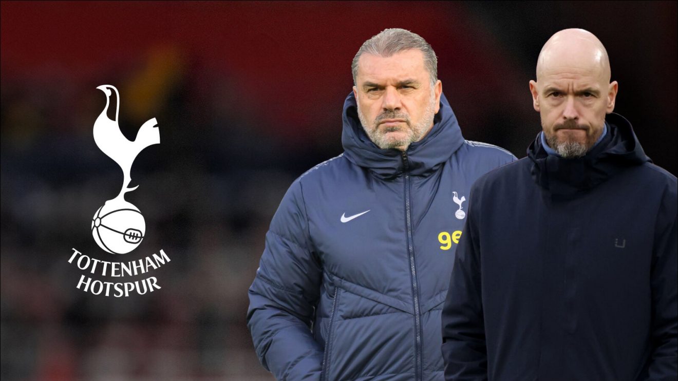 Tottenham boss Ange Postecoglou and Erik ten Hag
