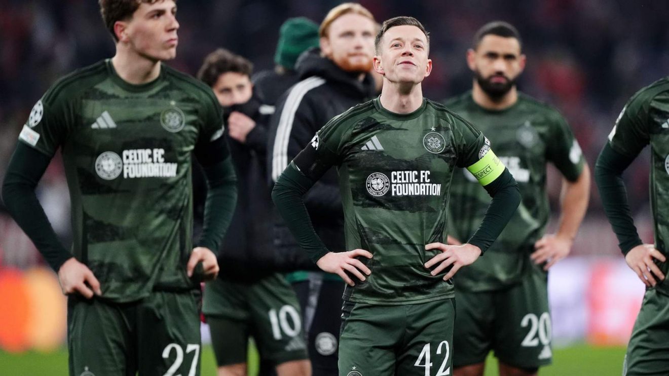 Celtic captain Callum McGregor looks dejected