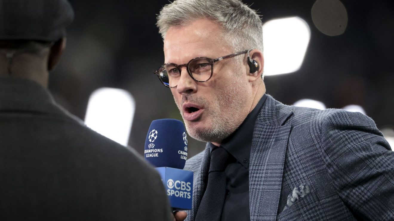 Liverpool legend Jamie Carragher during CBS Sports punditry duty