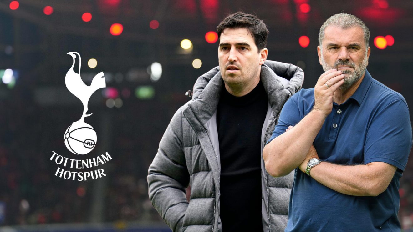 Tottenham boss Ange Postecoglou and Andoni Iraola