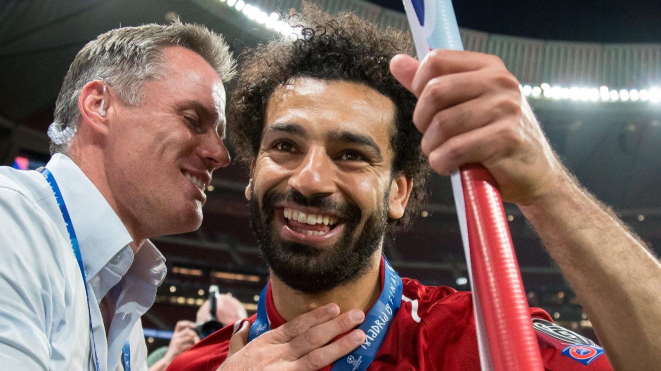 Jamie Carragher and Liverpool forward Mo Salah