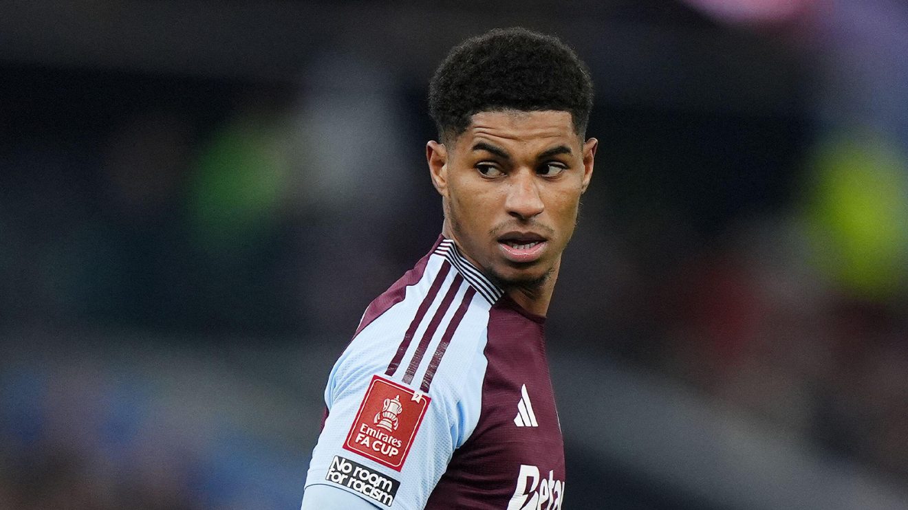 Marcus Rashford in action for Aston Villa