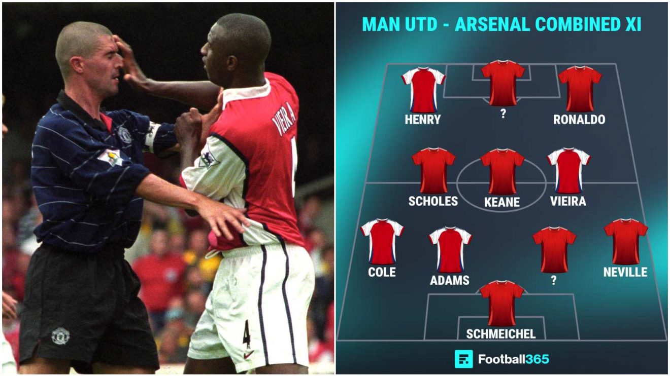 Roy Keane and Patrick Vieira features in an all-time Arsenal and Man Utd combined XI