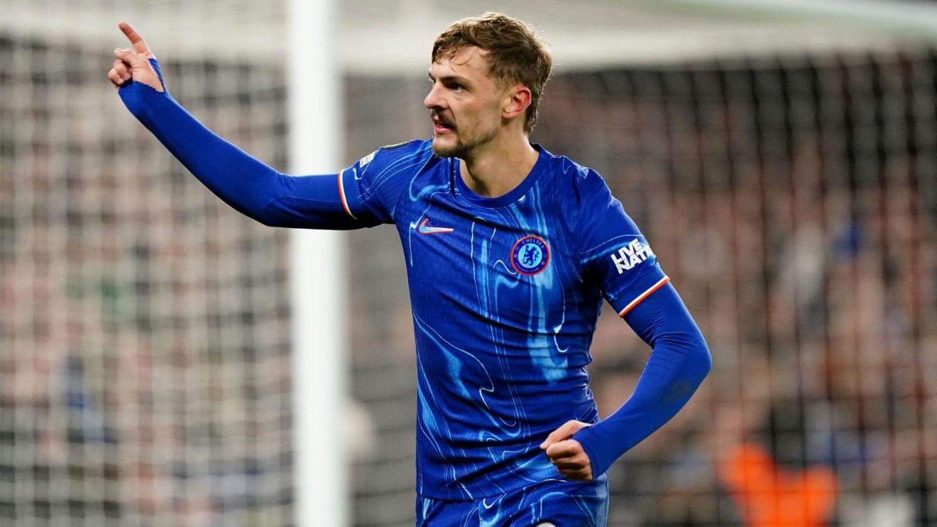 Chelsea midfielder Kiernan Dewsbury-Hall celebrates his goal