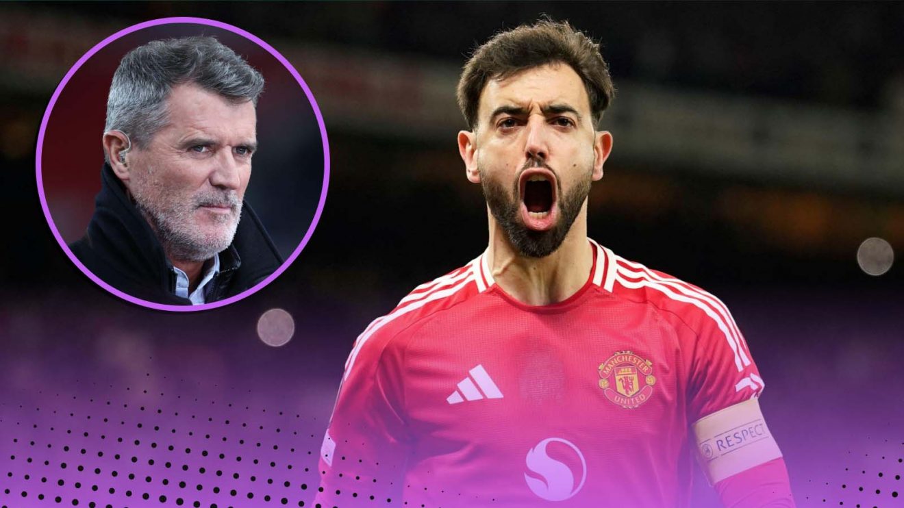 Manchester United midfielder Bruno Fernandes and Red Devils legend Roy Keane - copyright F365