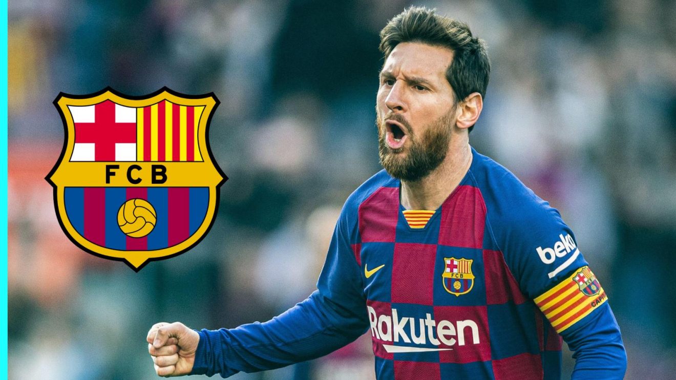 Lionel Messi and the Barcelona badge