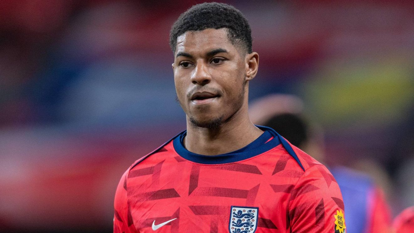 Marcus Rashford during a pre-match warm up