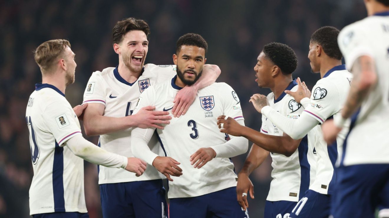 Reece James celebrates after scoring for England in a 3-0 World Cup qualifying win over Latvia
