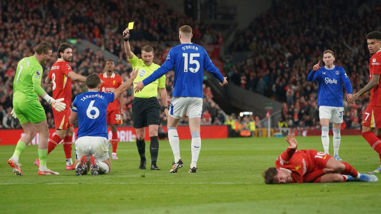 James Tarkowski gets yellow v Liverpool